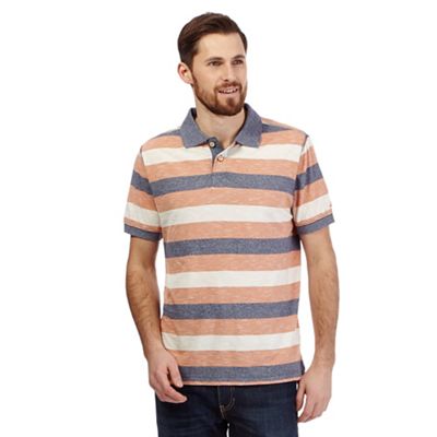 Mantaray Big and tall orange textured stripe print polo shirt